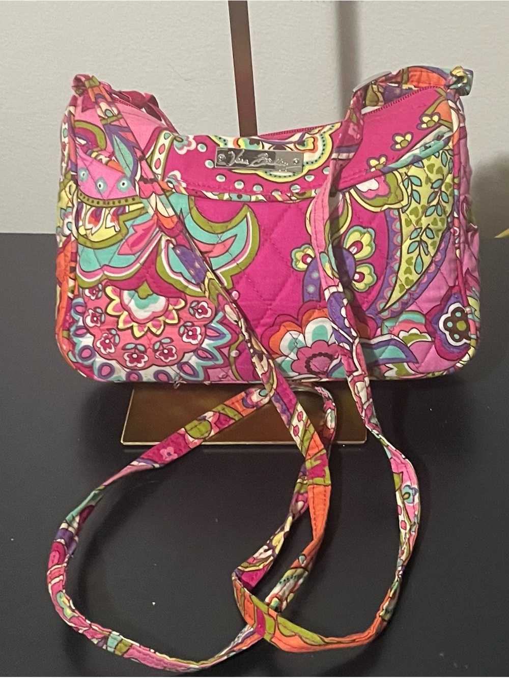 Vera Bradley Pink Swirls Pattern Quilted Crossbody